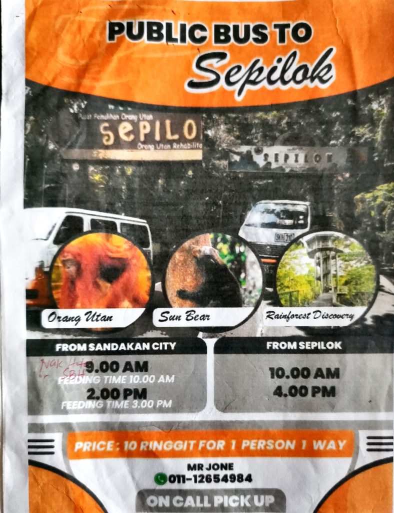 Bus timetable: Sandakan -Sepilok