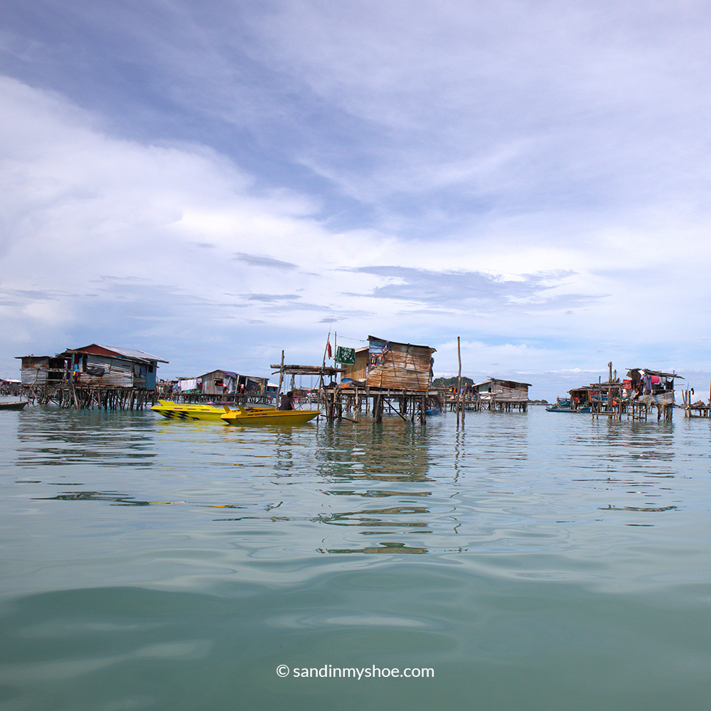 Traditional wooden stilt homes of Bajau Laut families in Malaysia