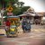 Decorated trishaw in Malacca with Pokémon theme and bright LED lights
