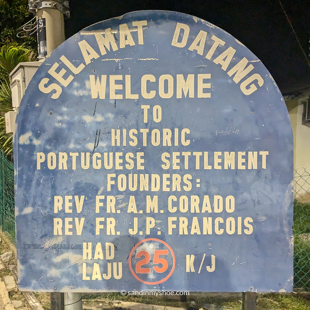 Welcome sign at the entrance of the Portuguese Settlement in Malacca