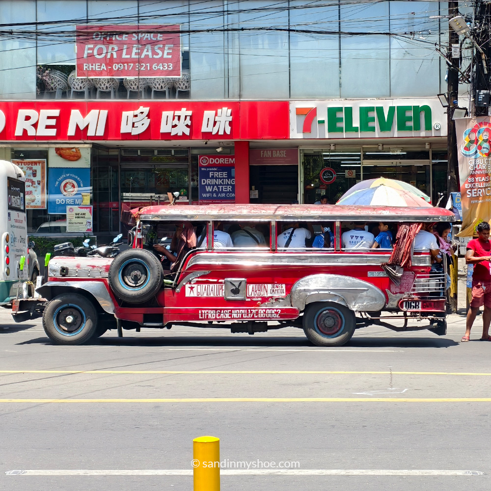 Colorful jeepney in Cebu City — iconic and low-cost way to get around the Philippines.