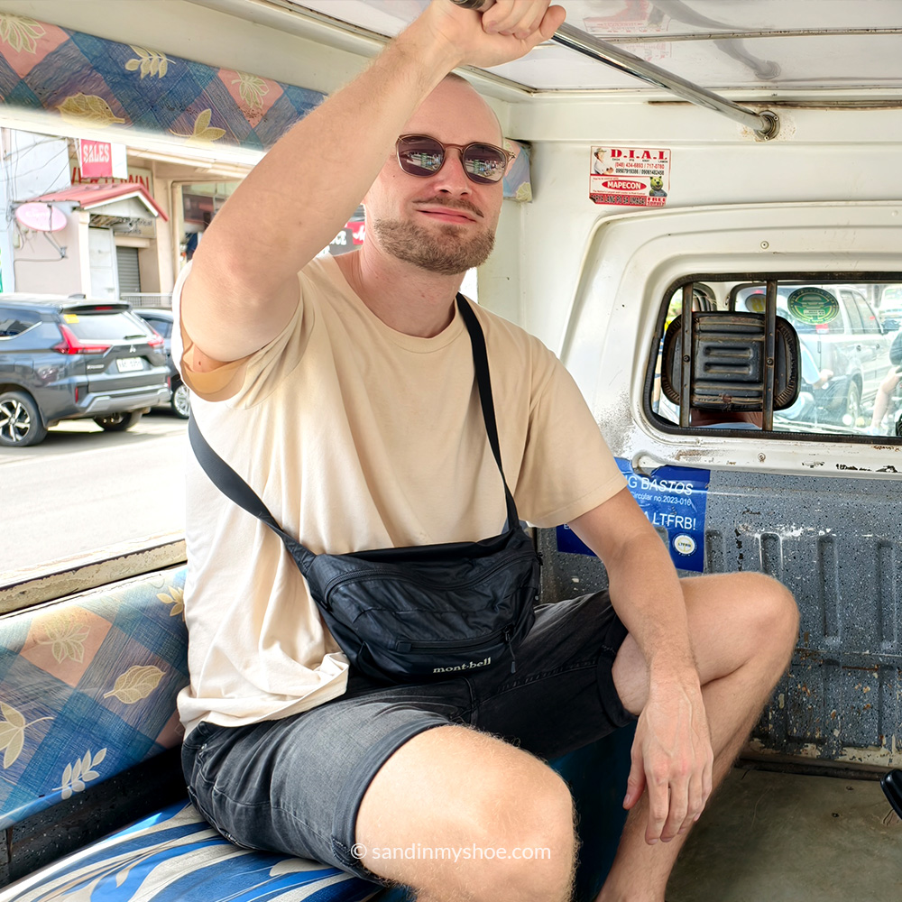Petteri in a jeepney — a way to travel on a budget in the Philippines