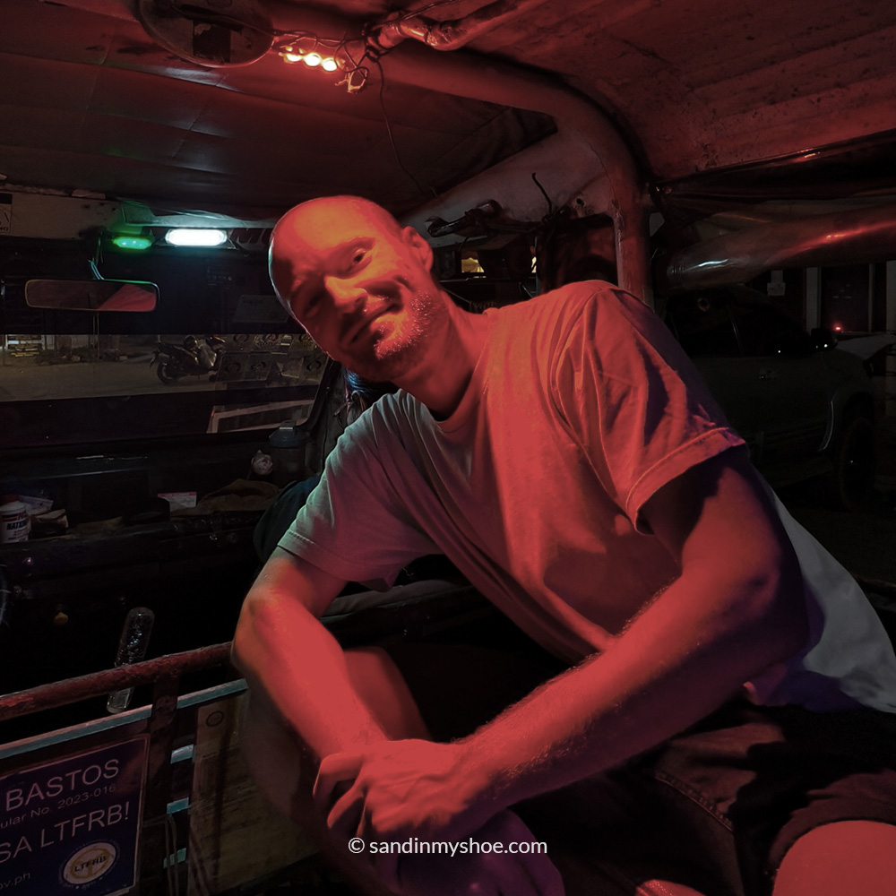 Petteri in a jeepney