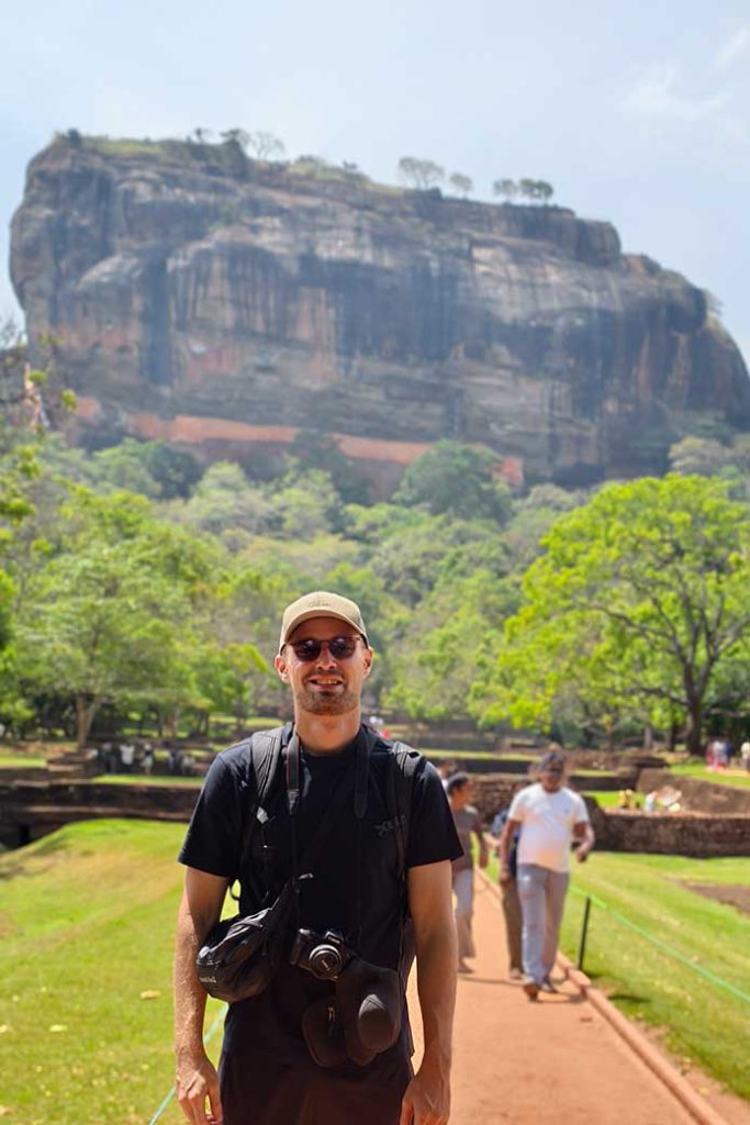 Petteri in front of Lion Rock in Sigiriya
