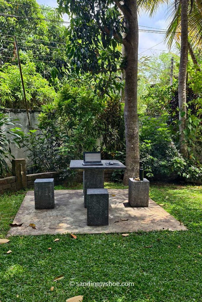 Working from the garden in the guesthouse — not knowing where to stay in Anuradhapura? Stay here.