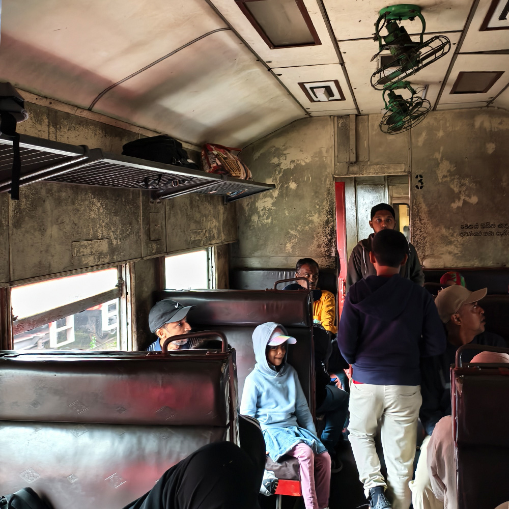 Inside third class on a train to Ella