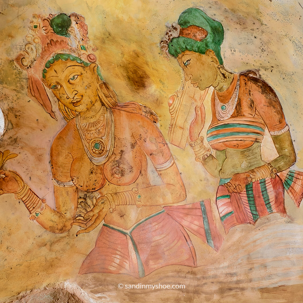 Beautiful frescoes in the cave of Lion Rock