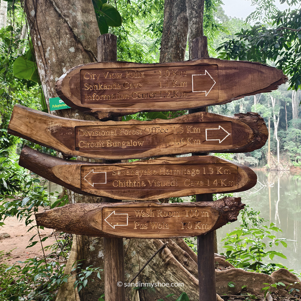 Signs in Udawattakale Royal Forest Park