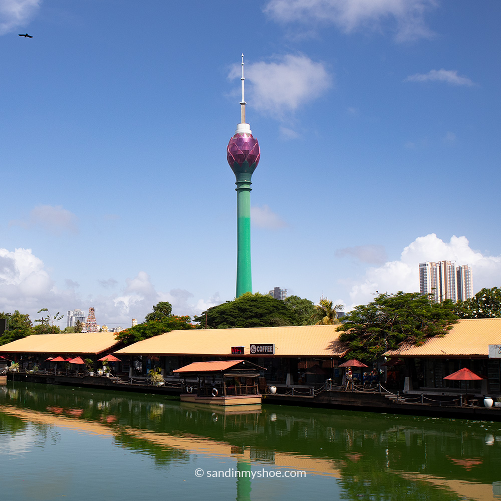 Lotus Tower with Beira Lake in Colombo, Sri Lanka