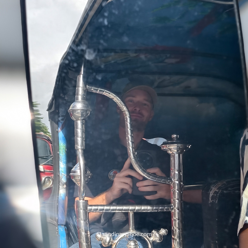 Petteri sitting in the back of a tuk-tuk in Colombo, Sri Lanka.