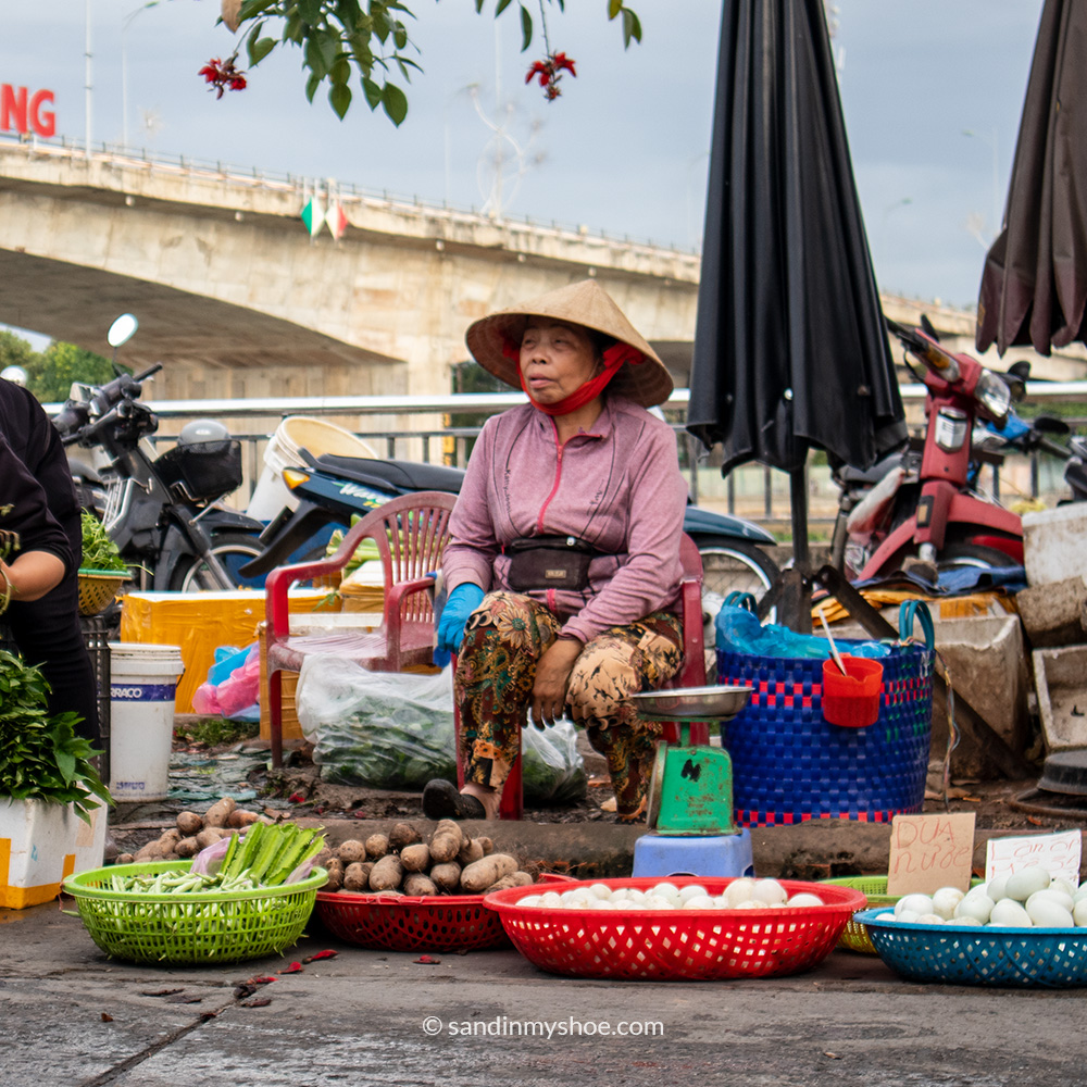 Vegetables and eggs sold by a hardworking woman at the market