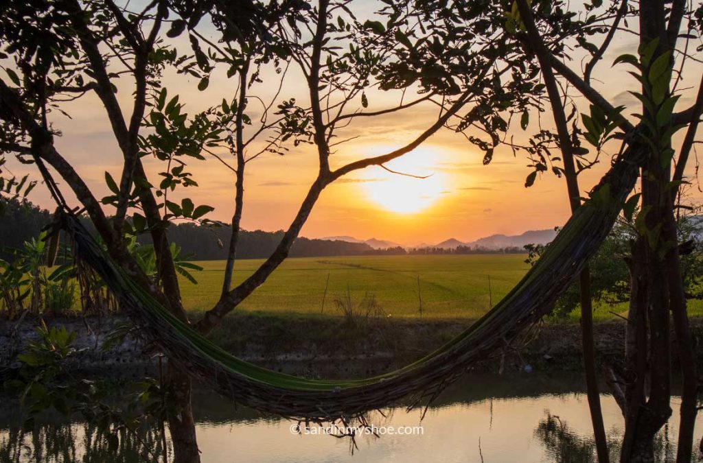 Hammock in the countryside of Chau Doc during sunset