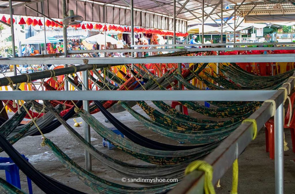 Mass napping area next to a restaurant outside of Chau Doc
