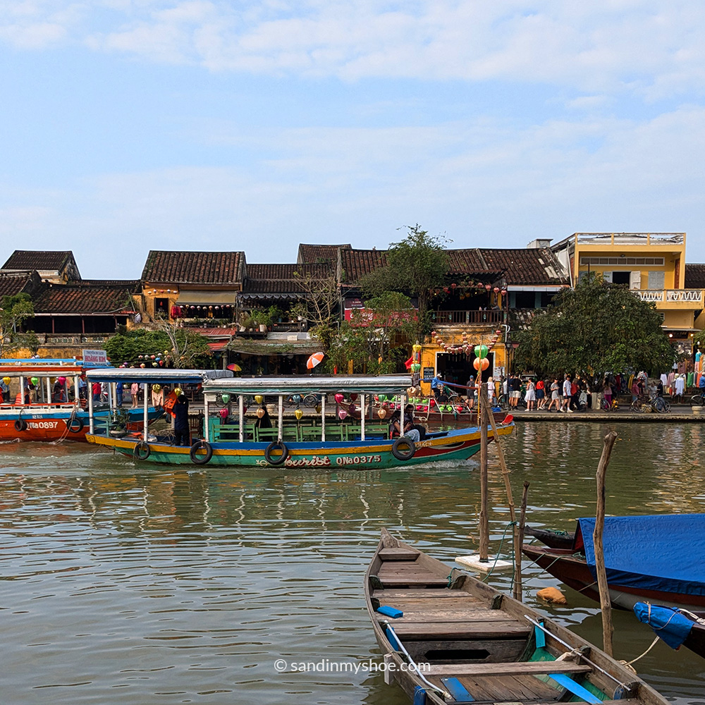Street and boats in Hoi An, Vietnam