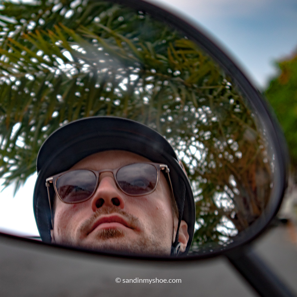 Petteri on a motorbike thinking about where to go.
