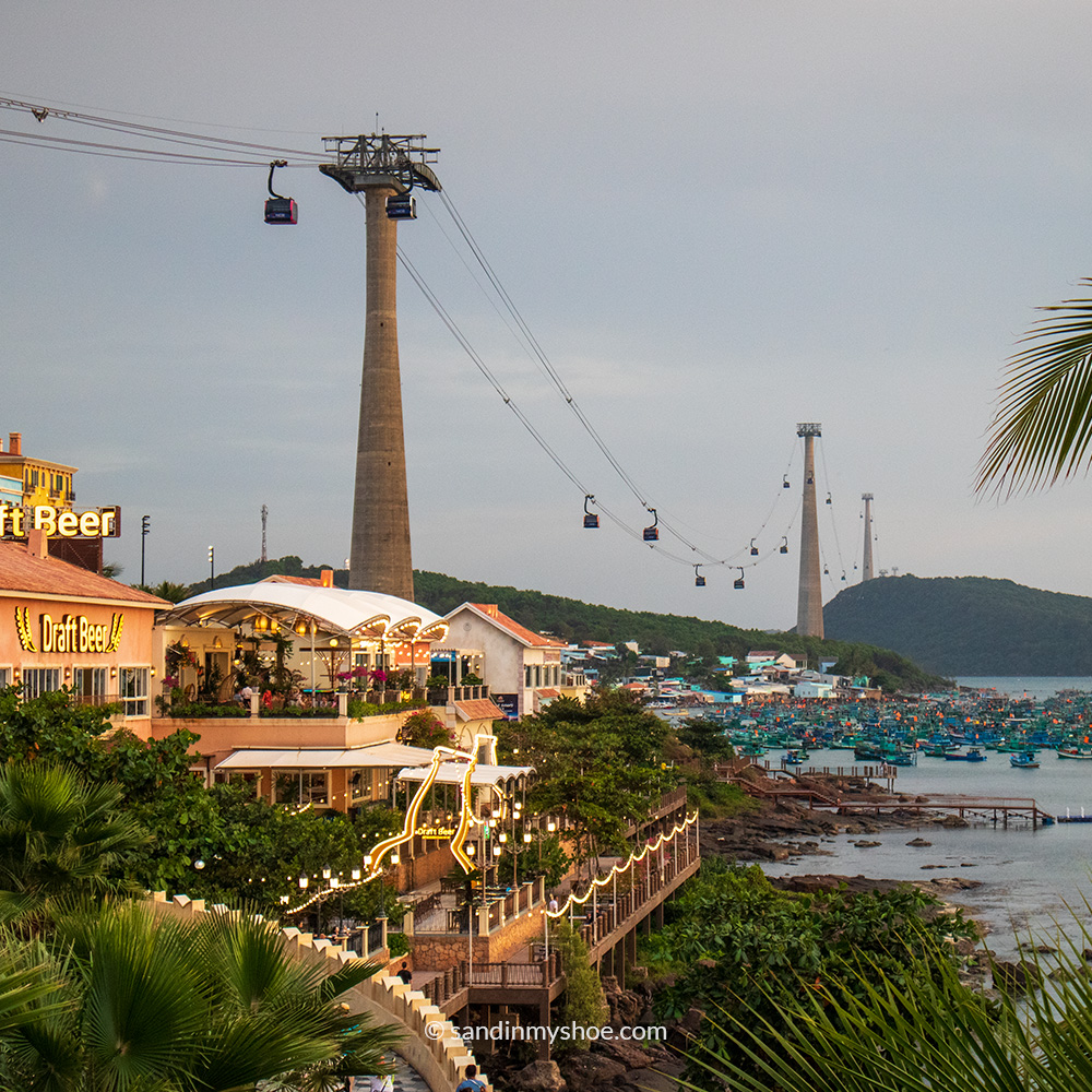 Cable cars in the center of the island