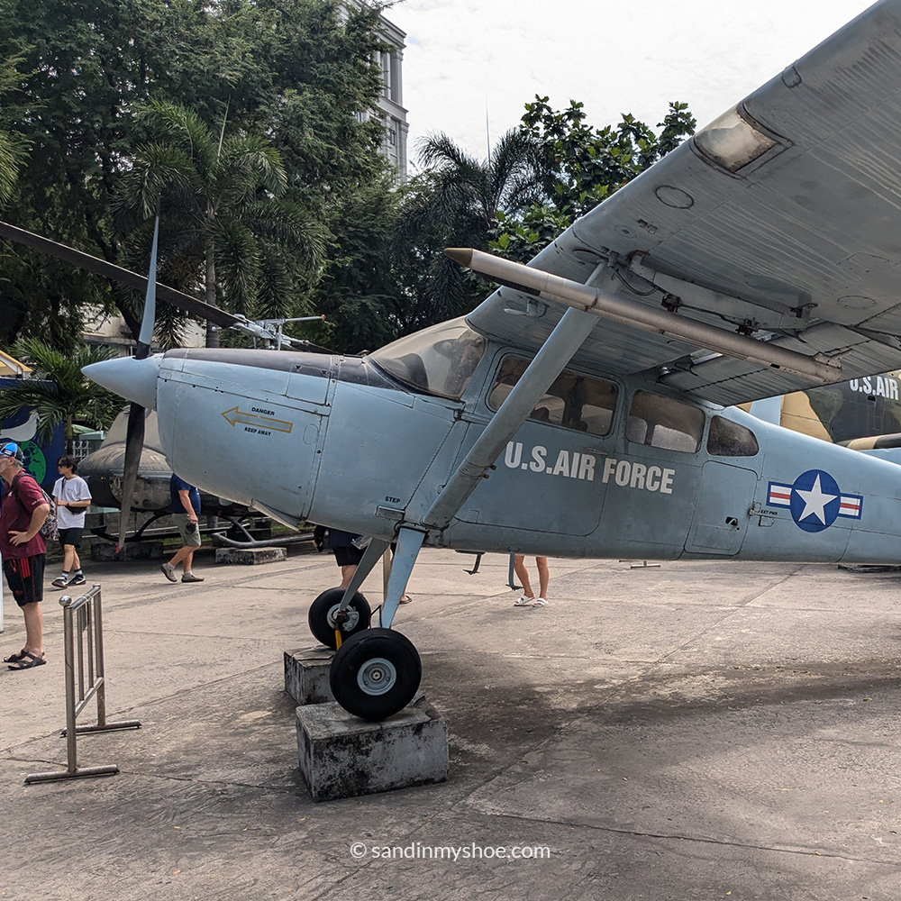 A military aircraft displayed outside the War Remnants Museum in Ho Chi Minh City.