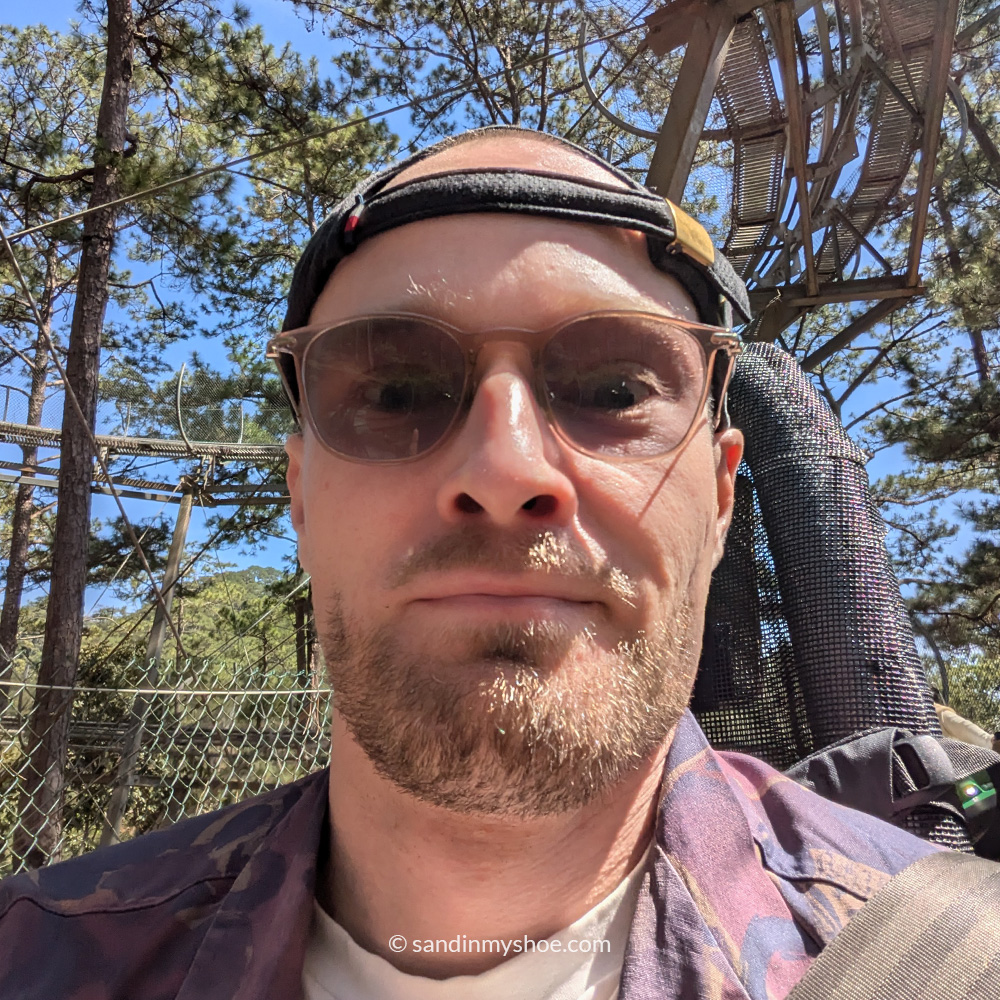 Selfie of Petteri on the Alpine coaster ride in Dalat—definitely one of the best things to do in Dalat