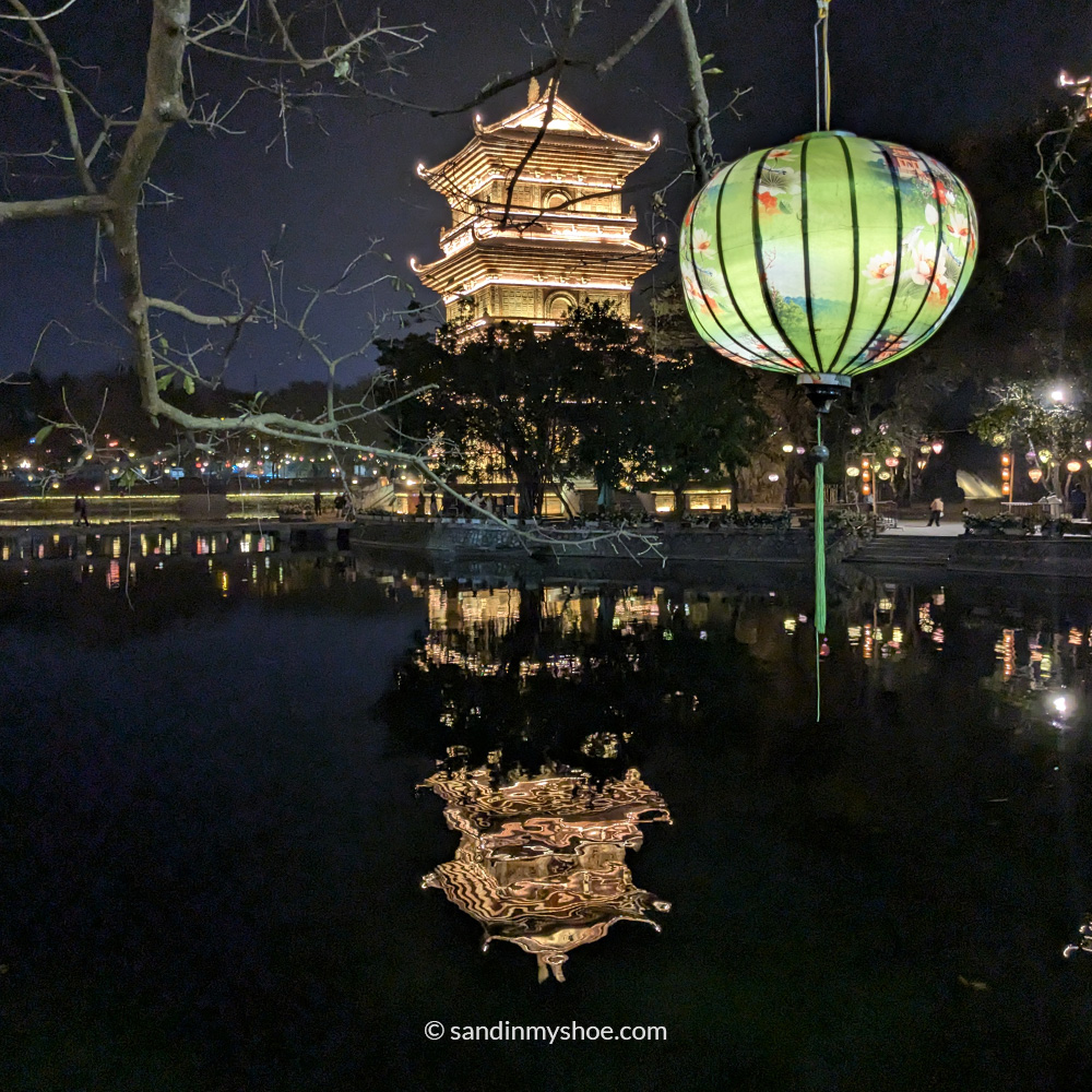 A pagoda sitting along the An Cuu River in Hue