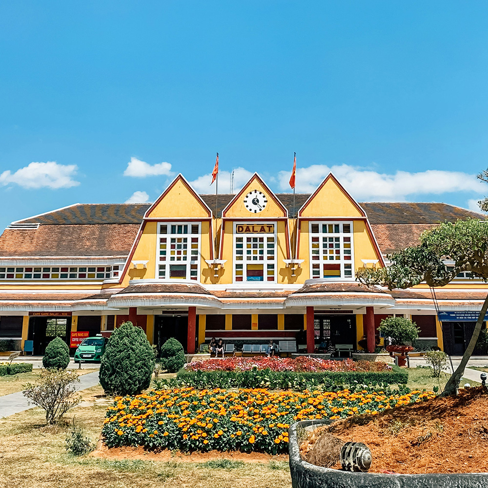 Dalat's train station, built by the french. Looks like someting from a Wes Anderson film.