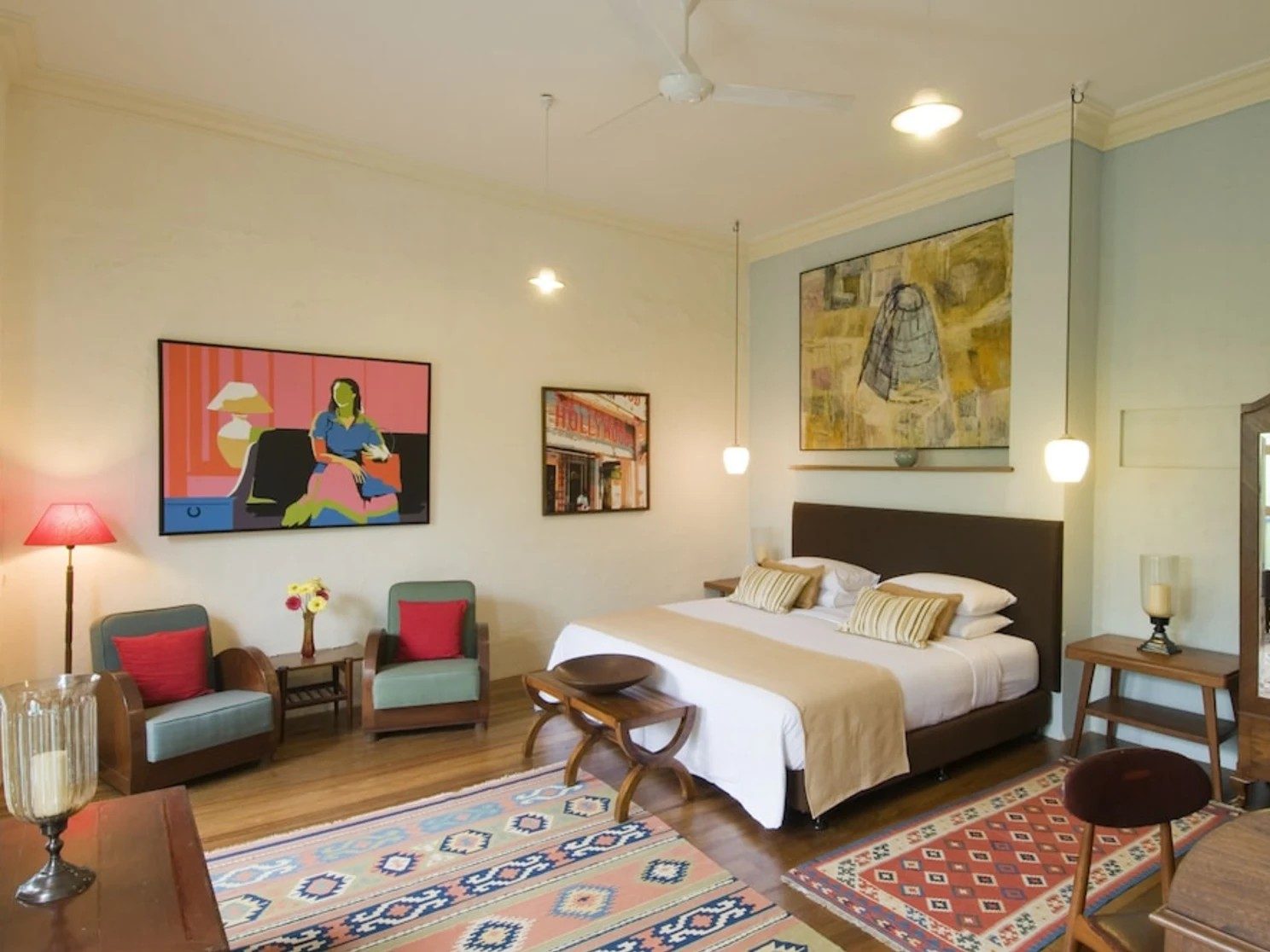 Large heritage‑style room at 23 Love Lane Hotel with warm, homely interiors.