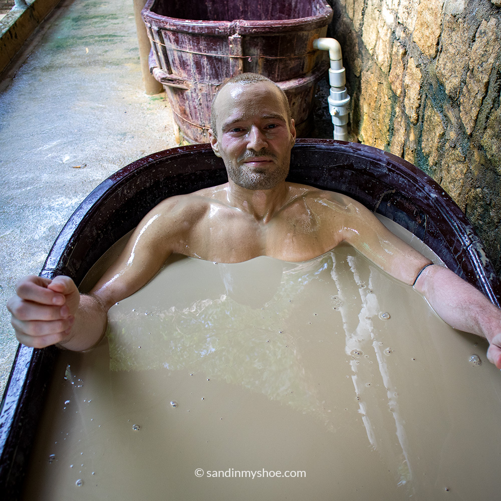 Petteri in a Nha Trang mud bath, a classic thing to do here.