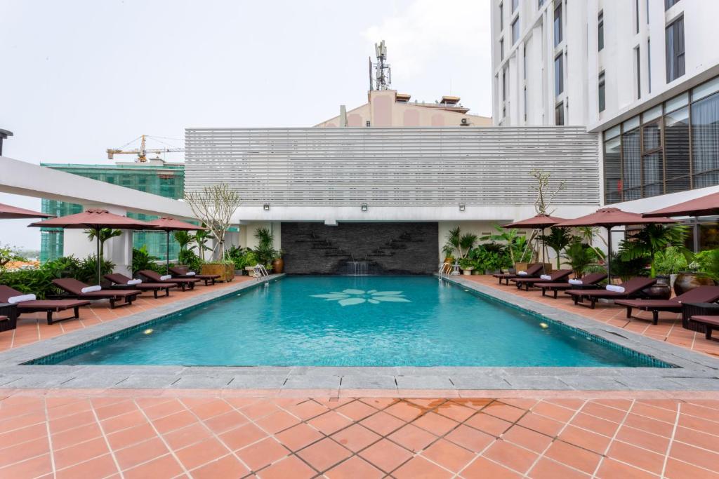 Outdoor pool at White Lotus Huế Hotel in the city center.