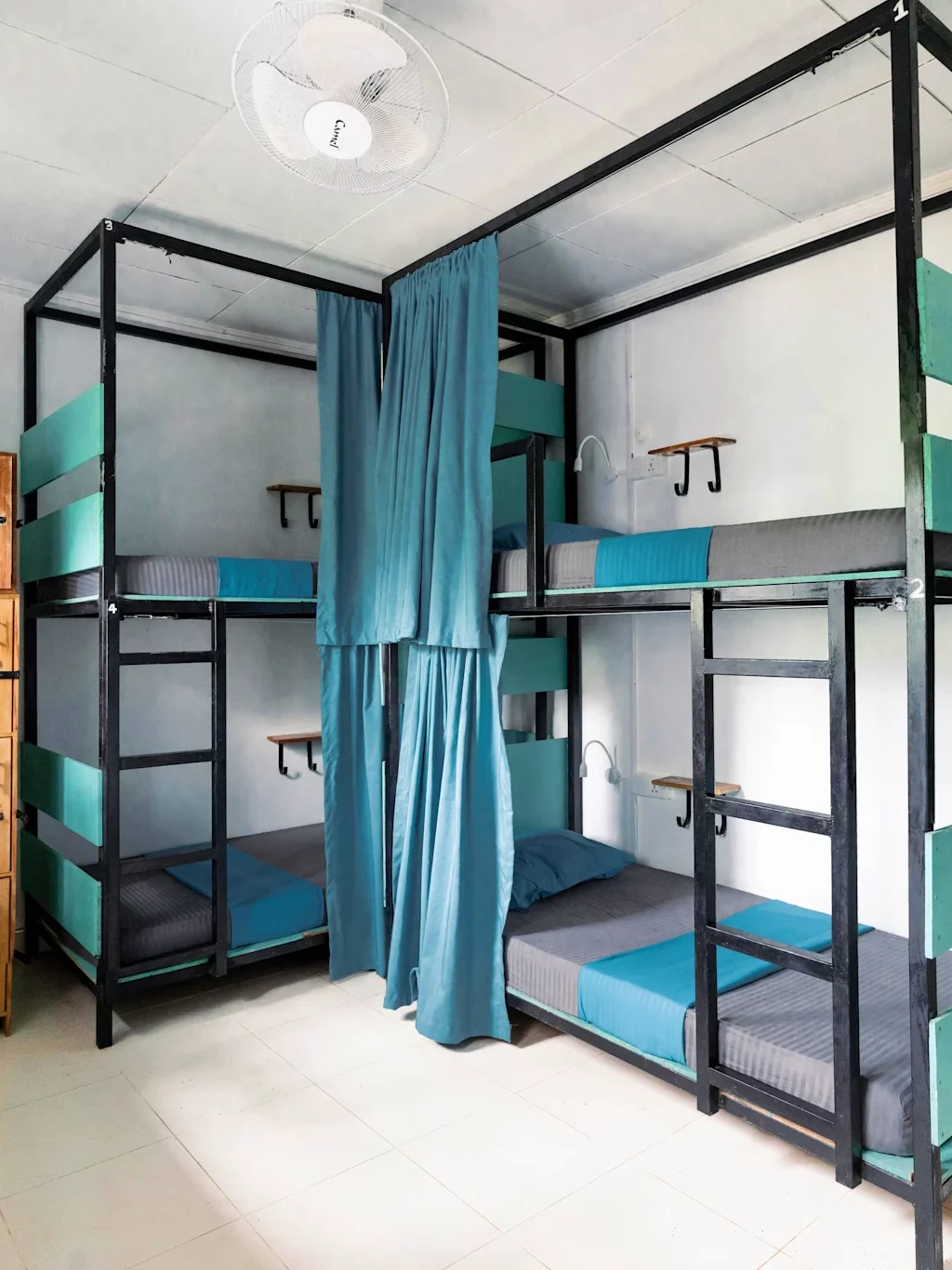 Bunk beds in Happy Hammocks Hostel.