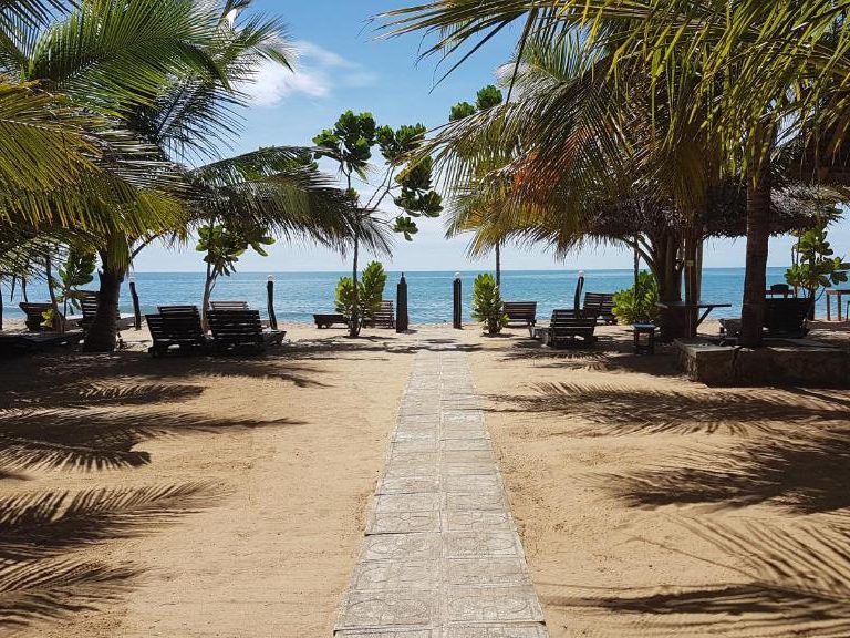 Path leading to the beach in Sandu Beach Hotel, Arugam Bay, Sri Lanka