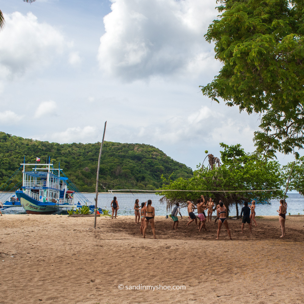 Volleyball on a remote beach.