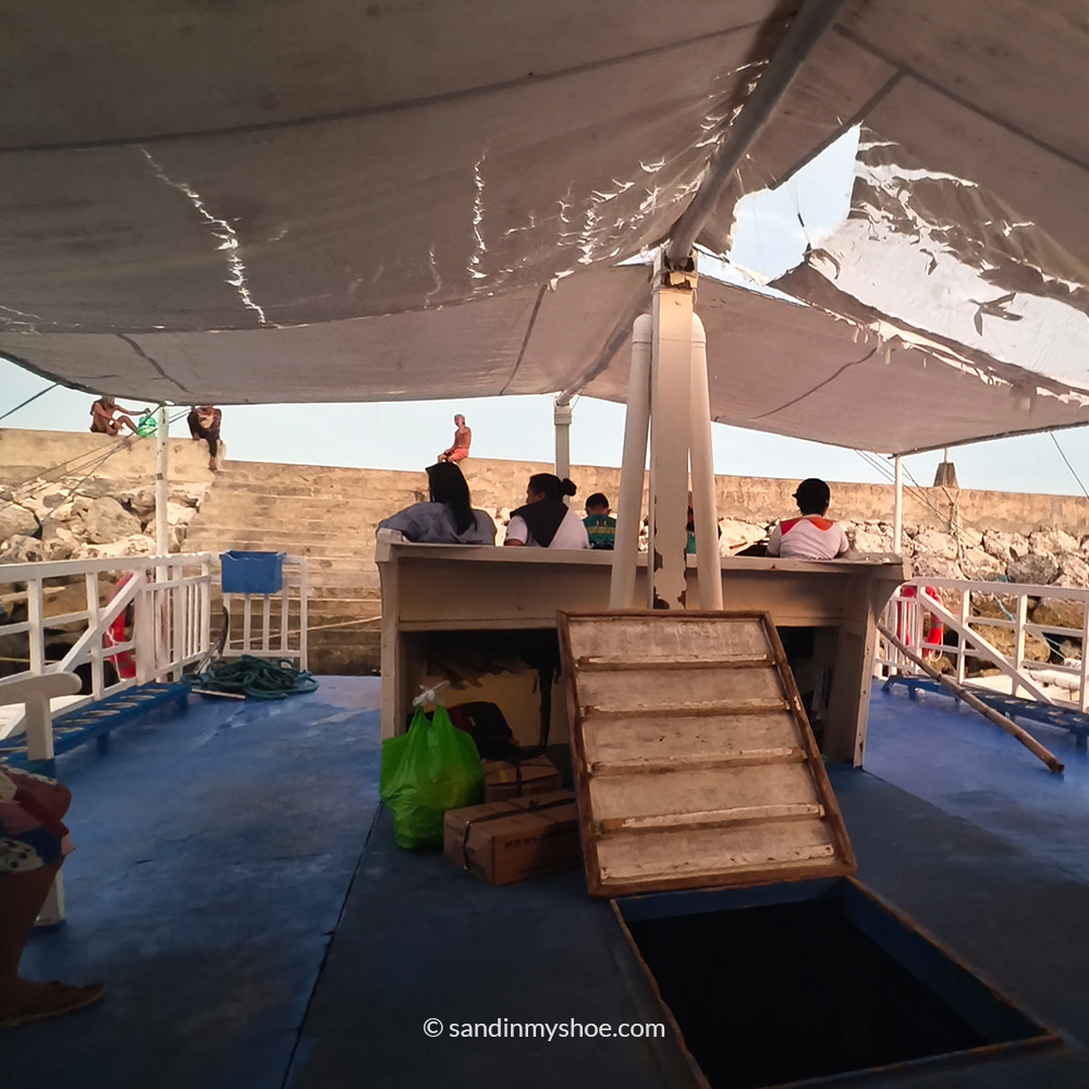 The inside of a boat that runs between Maya Port and Malapascua.
