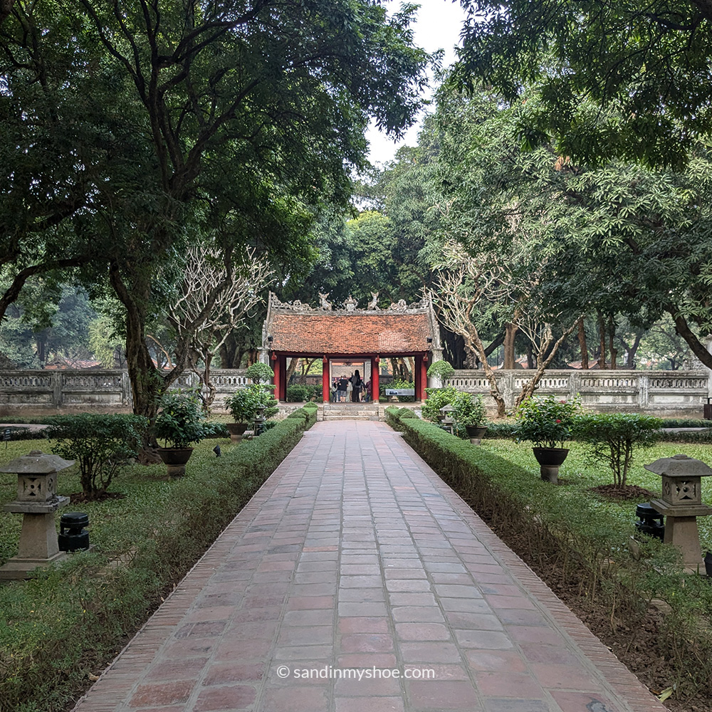 A pathway leading to a pavilion in the Temple of Literature.