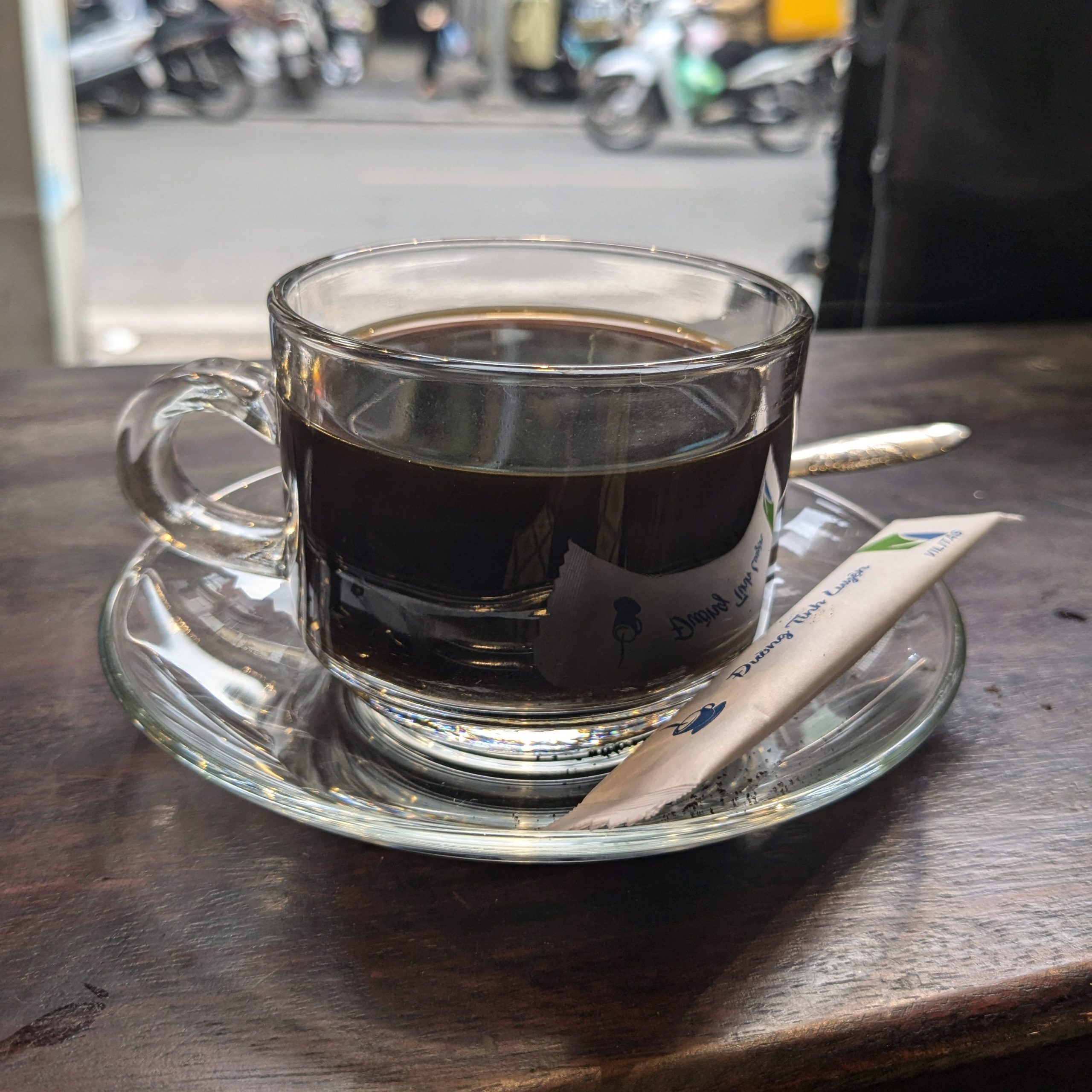 Petteri enjoying a cup of ca phe den in one of many cafés in Hanoi.