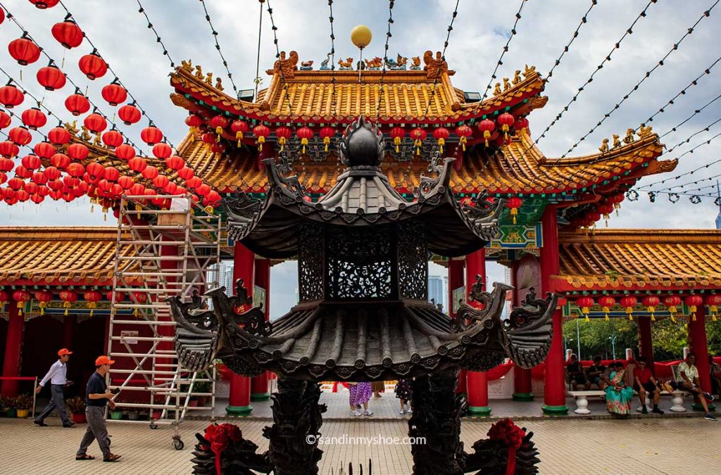 Thean Hou Temple under construction.
