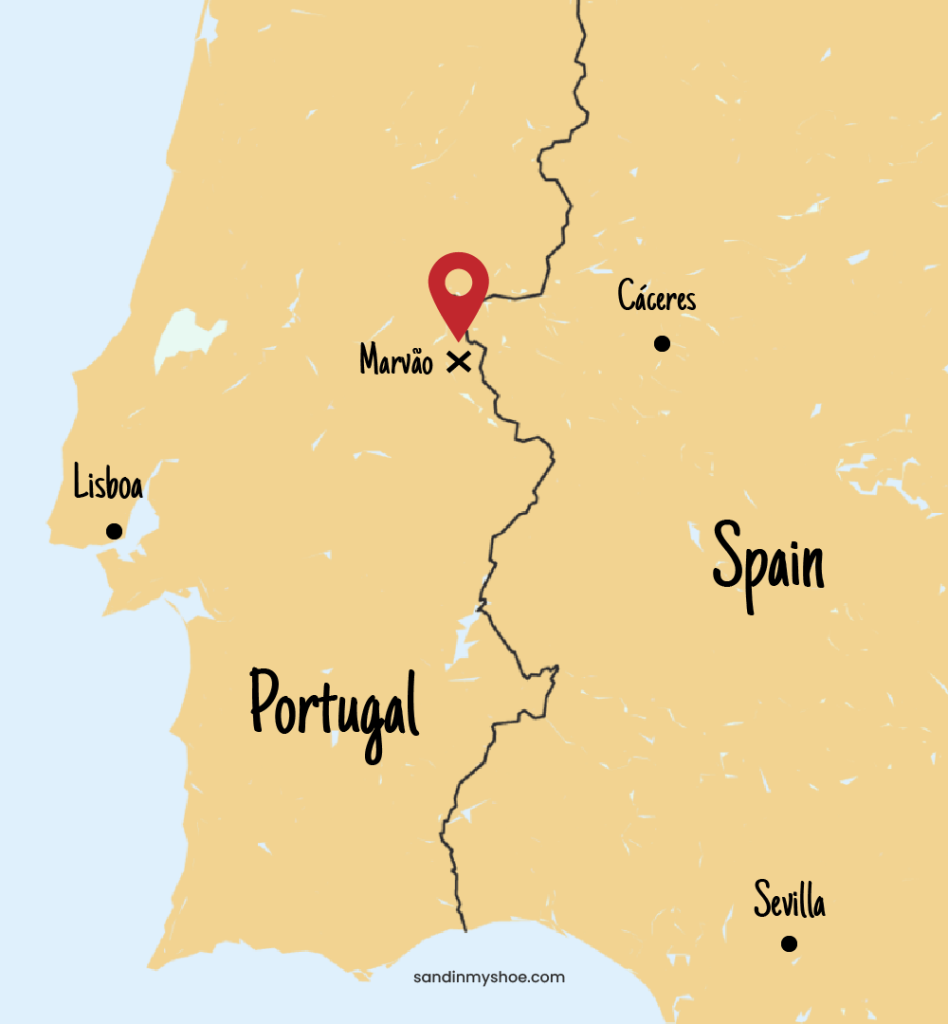 Map that shows where Marvão is located in Portugal.