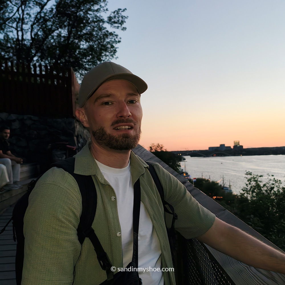 Petteri at sunset on Monteliusvägen in Stockholm