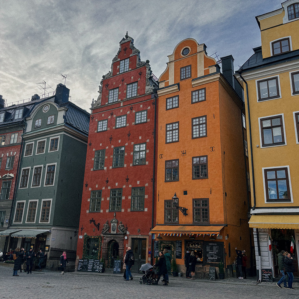 Colorful buildings of Stortorget in Old Town of Stockholm, Sweden.