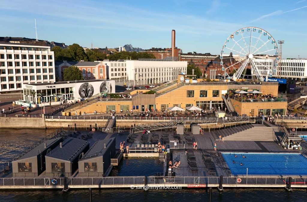 Pools and sauna buildings at Allas Sea Pool on Helsinki's waterfront.