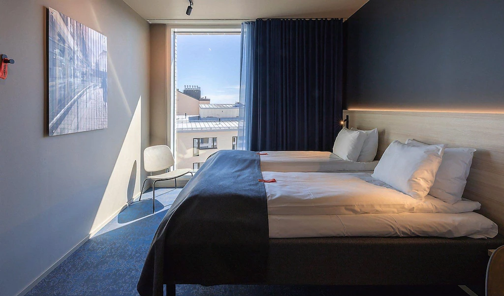 Double room at CityBox in Helsinki, Finland.