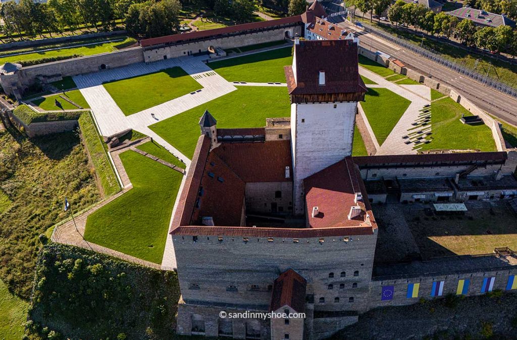 Drone-shot of Narva Castle.