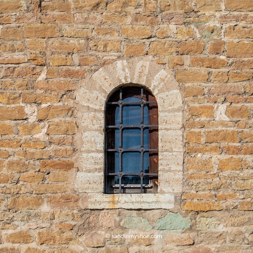 Iron bars covering a window at Narva Castle in Estonia.
