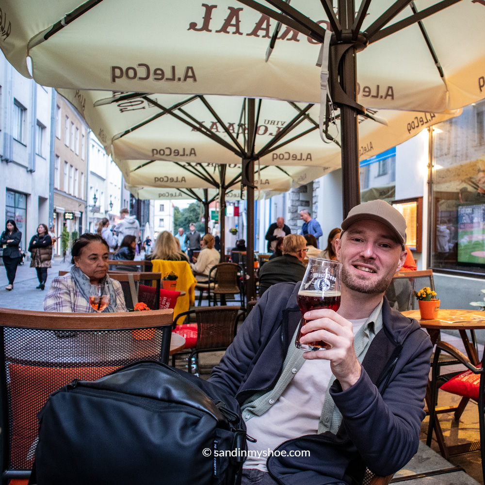 Petteri enjoying a beer in Tallinn's old town.
