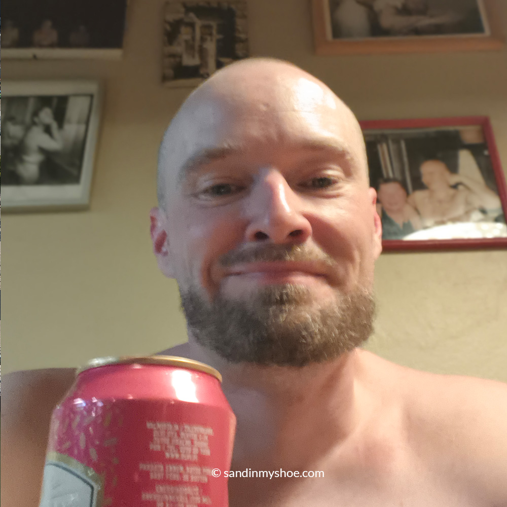 Petteri enjoying a beer after a sauna session at Kotiharjun Sauna in Helsinki.