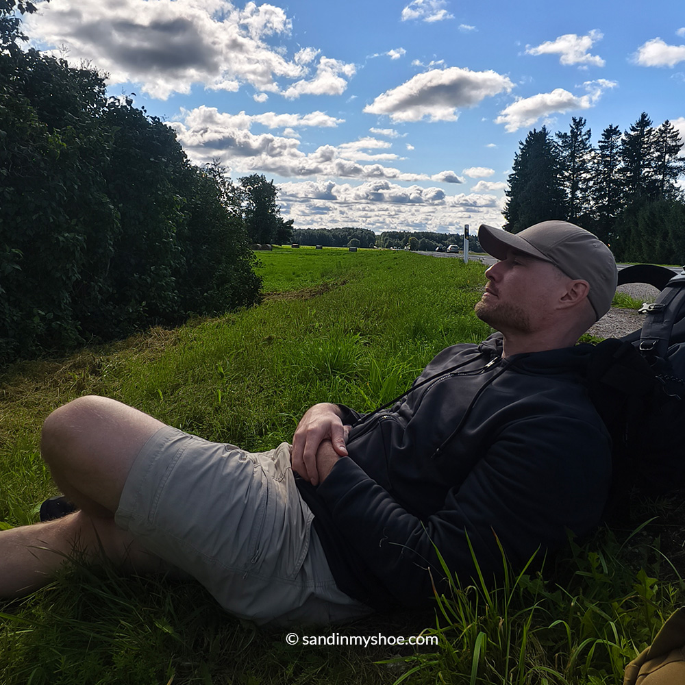 Petteri relaxing on a roadside after a day trip from Tallinn to Lahemaa National Park.