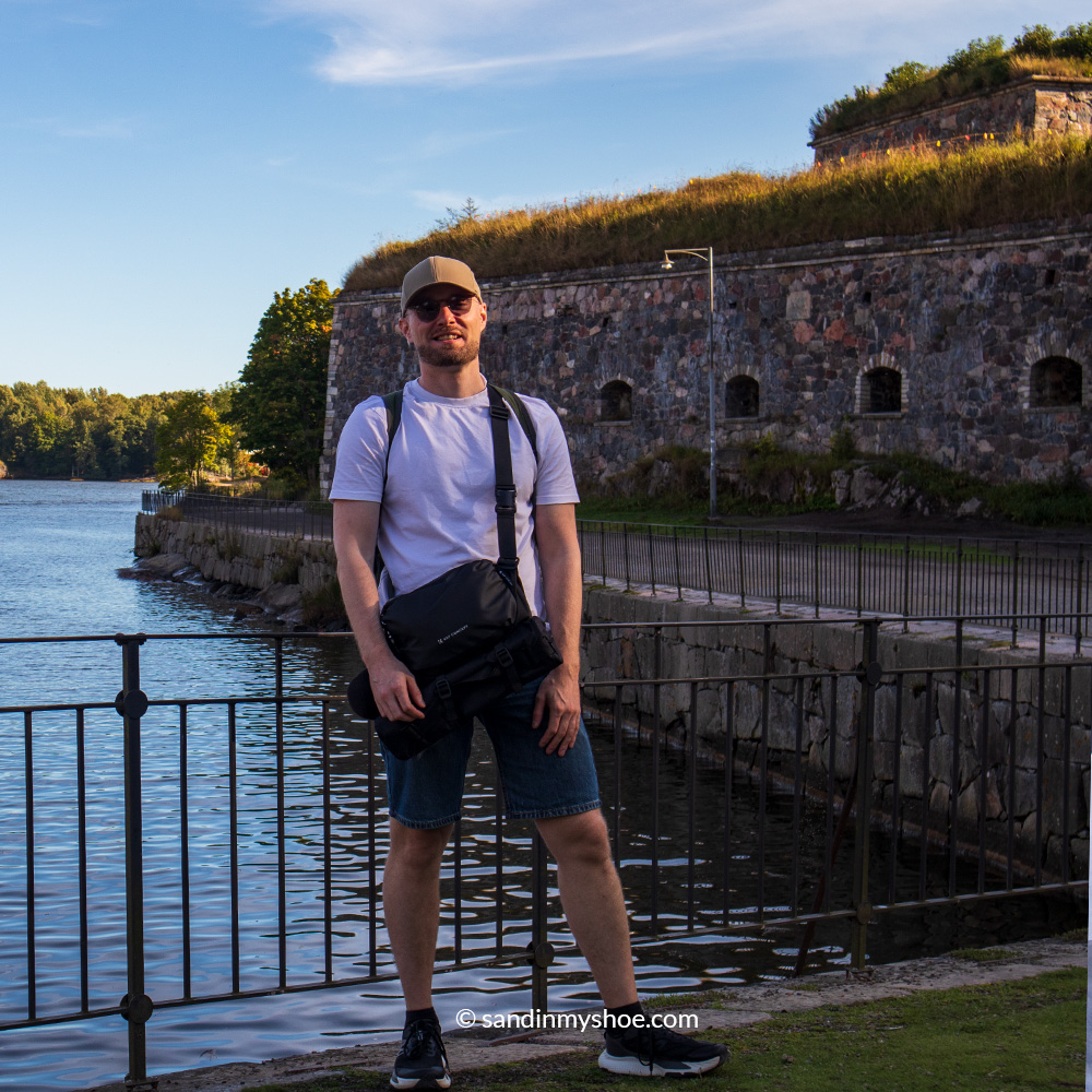Petteri posing next to part of suomenlinna fortress.
