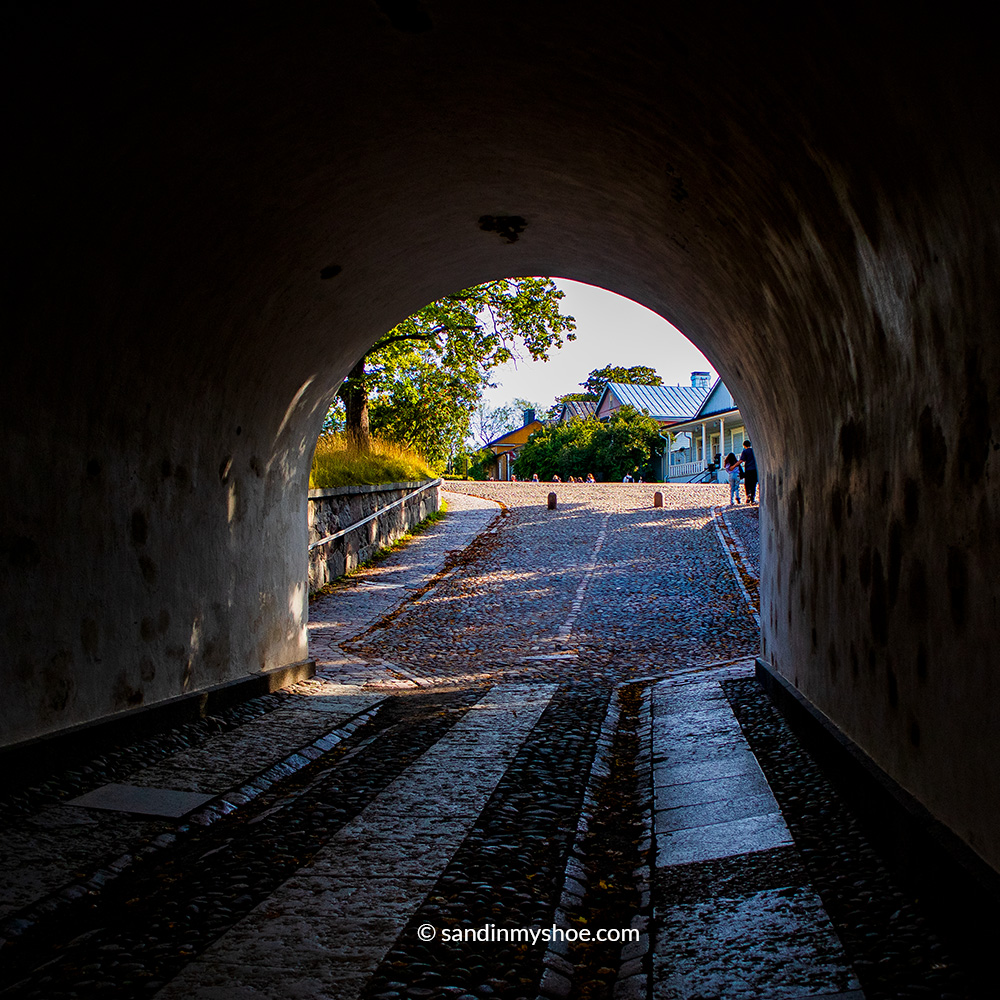 Community of Suomenlinna shot from the tunnel near the ferry terminal.